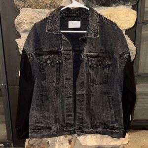 KanCan Charcoal and Black Denim Jacket